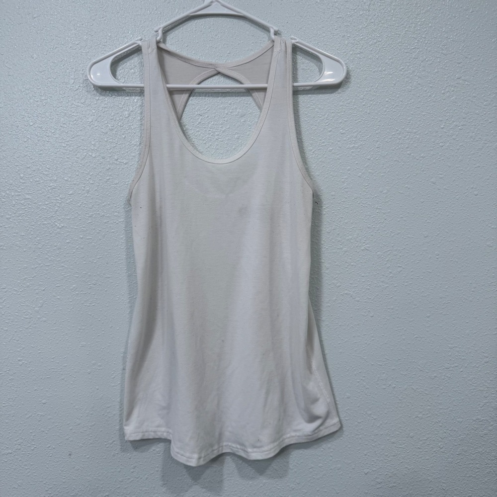 Zyia Active Womens White Keyhole Back Modal Blend Tank Top XS B1374